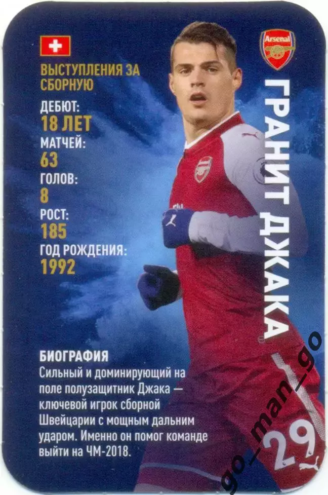 Гранит Джака (Арсенал Лондон Англия). Top Trumps. Звезды мирового футбола 2018.