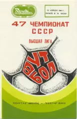 СПАРТАК Москва – НЕФТЧИ Баку 10.04.1984.