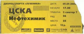 ЦСКА Москва – НЕФТЕХИМИК Нижнекамск 09.09.2000.