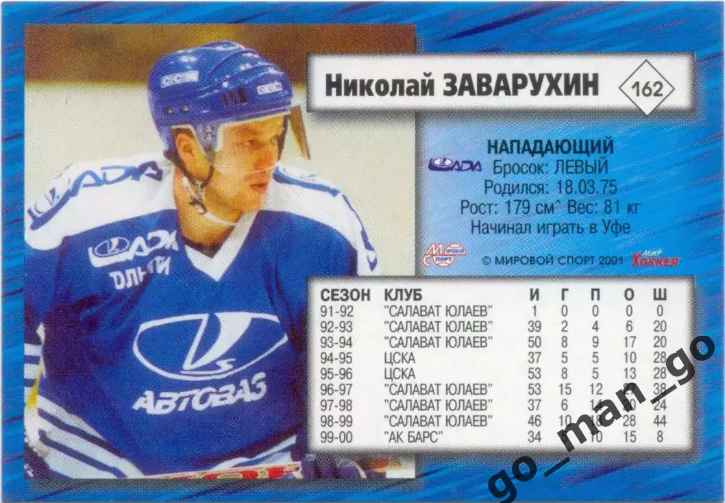 Николай Заварухин (Лада Тольятти) Мировой спорт Российский хоккей 2000-2001 №162 1