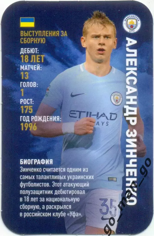Александр Зинченко (Манчестер Сити). Top Trumps. Звёзды мирового футбола 2018.