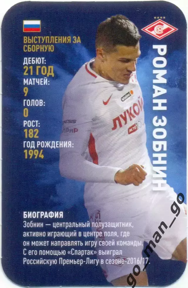 Роман Зобнин (Спартак Москва). Top Trumps. Звезды мирового футбола 2018.