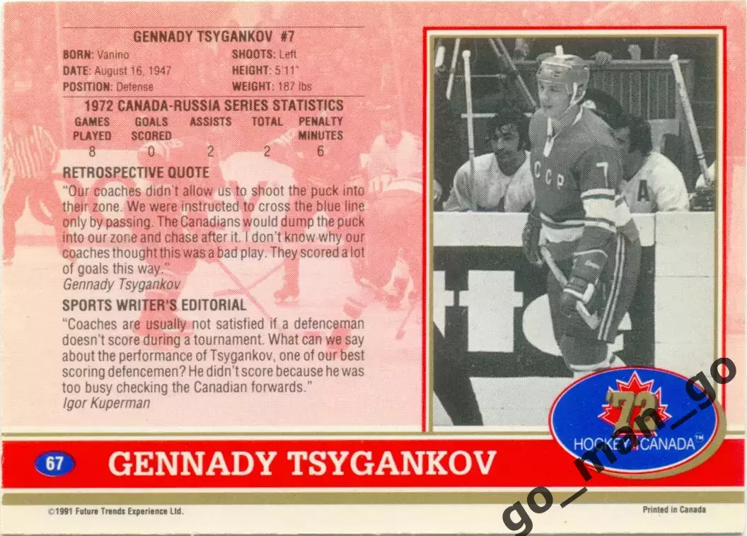 Gennady Tsygankov Геннадий Цыганков USSR. Future Trends Canada '72 1991-1992 №67 1