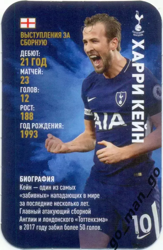 Харри Кейн (Тоттенхэм Хотспур Лондон). Top Trumps. Звезды мирового футбола 2018.