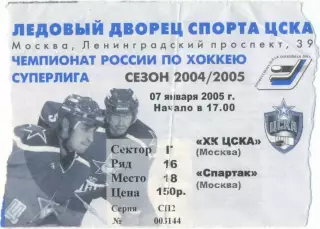 ЦСКА Москва – СПАРТАК Москва 07.01.2005.