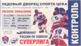 ЦСКА Москва – СПАРТАК Москва 07.12.2005.
