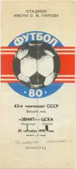 ЗЕНИТ Ленинград / Санкт-Петербург – ЦСКА Москва 25.09.1980.