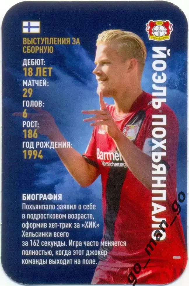 Йоэль Похьянпало (Байер Леверкузен Германия). Top Trumps Звезды мирового футбола