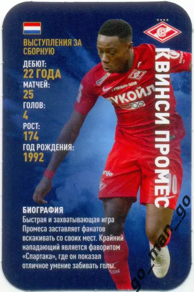 Квинси Промес (Спартак Москва). Top Trumps. Звезды мирового футбола 2018.