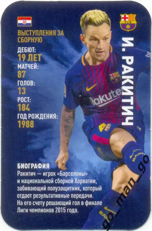 Иван Ракитич (Барселона Испания). Top Trumps. Звезды мирового футбола 2018.
