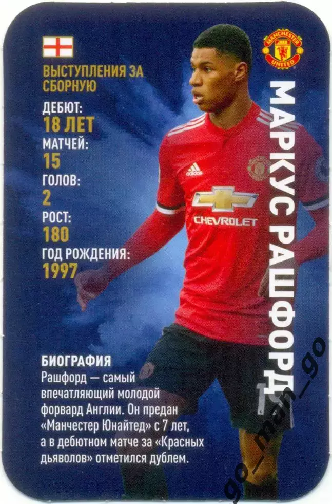 Маркус Рашфорд (Манчестер Юнайтед). Top Trumps. Звезды мирового футбола 2018.