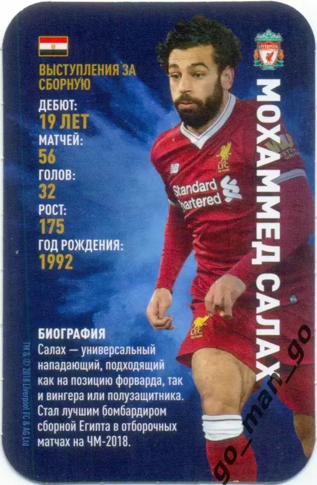 Мохаммед Салах (Ливерпуль Англия). Top Trumps. Звезды мирового футбола 2018.