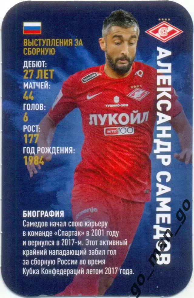 Александр Самедов (Спартак Москва). Top Trumps. Звезды мирового футбола 2018.