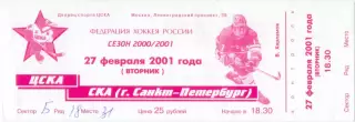 ЦСКА Москва – СКА Санкт-Петербург 27.02.2001.