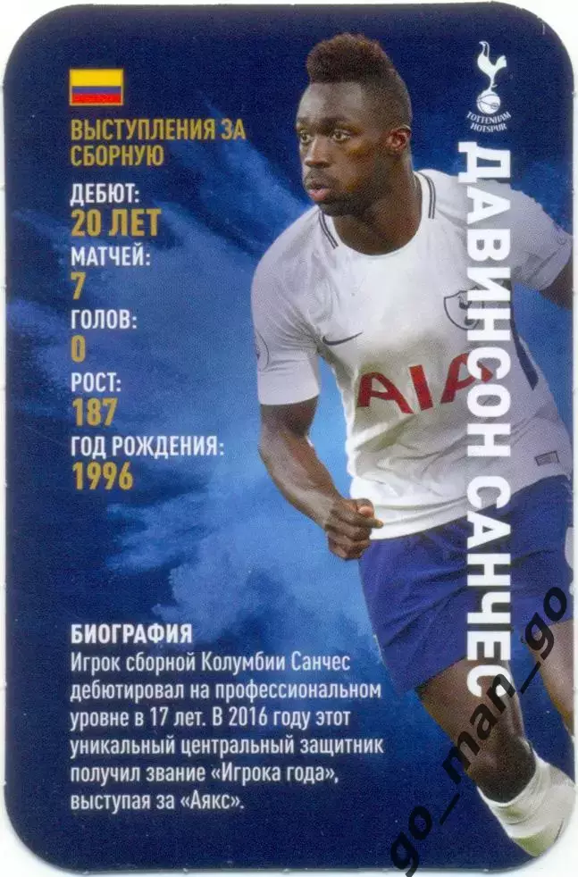 Давинсон Санчес (Тоттенхэм Хотспур). Top Trumps. Звезды мирового футбола 2018.
