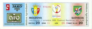 МОЛДАВИЯ сборная – СЛОВАКИЯ сборная 07.10.2000, Чемпионат мира, квалификация.