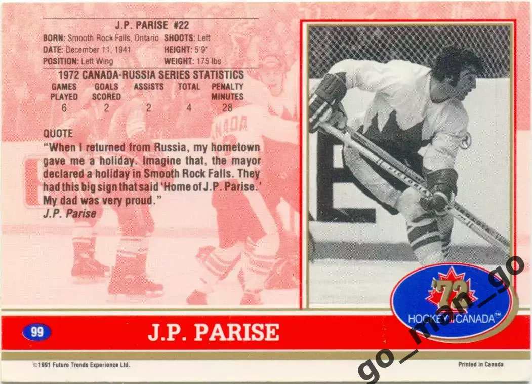 Jean-Paul Parise (Canada). Future Trends Canada '72 1991-1992, №99. 1