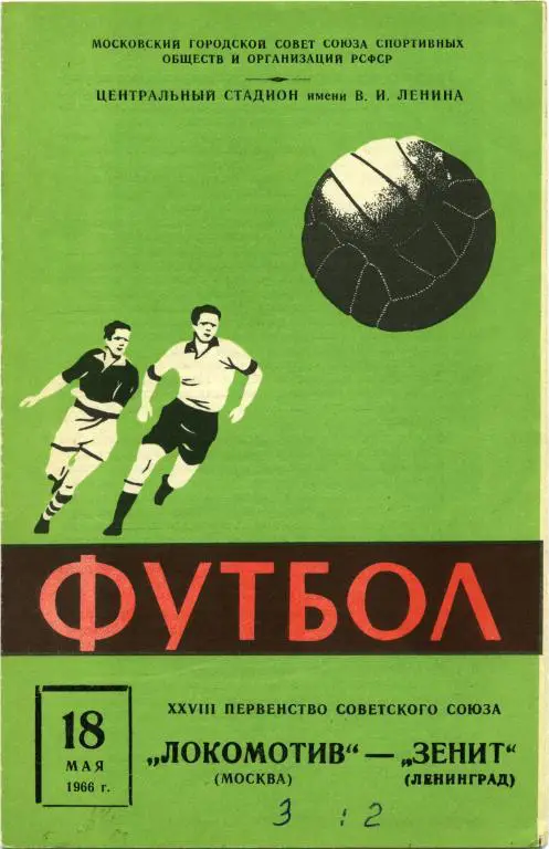 ЛОКОМОТИВ Москва – ЗЕНИТ Ленинград / Санкт-Петербург 18.05.1966.