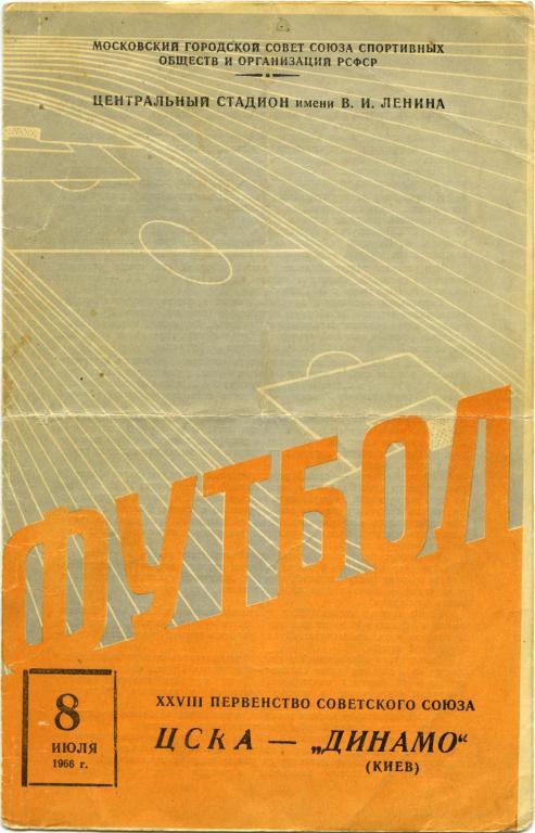 ЦСКА Москва – ДИНАМО Киев 08.07.1966, стадион.