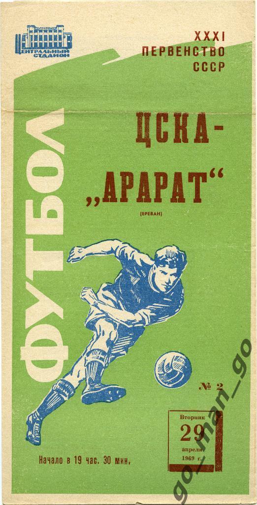 ЦСКА Москва – АРАРАТ Ереван 29.04.1969.