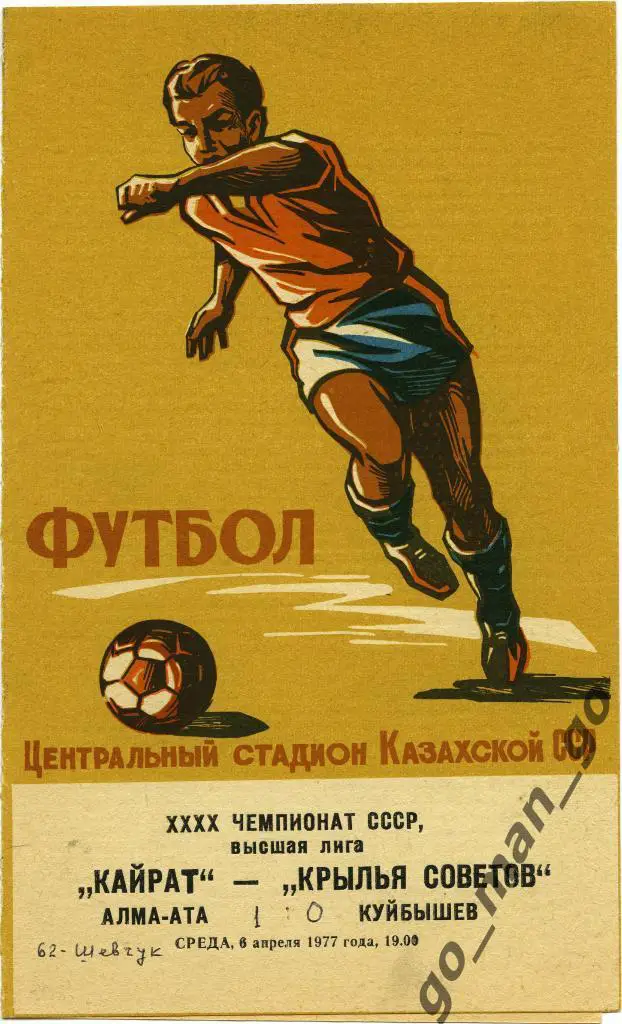 КАЙРАТ Алма-Ата – КРЫЛЬЯ СОВЕТОВ Куйбышев / Самара 06.04.1977.