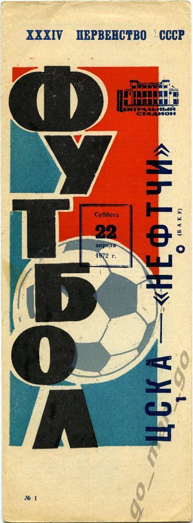 ЦСКА Москва – НЕФТЧИ Баку 22.04.1972.