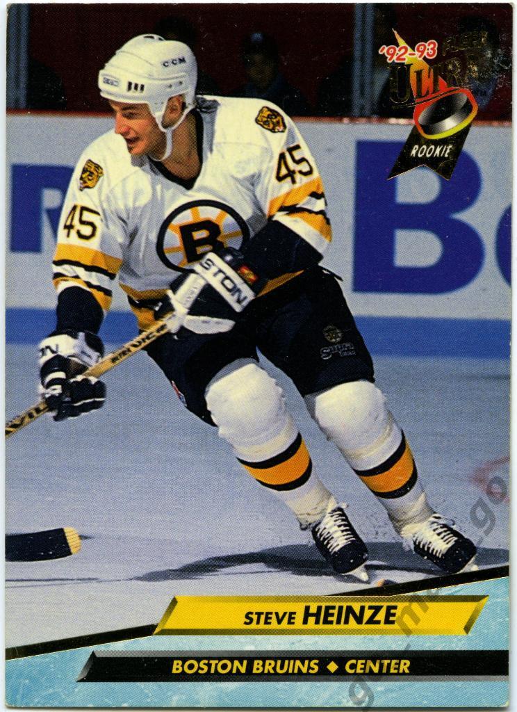 Steve Heinze (Boston Bruins). Fleer Ultra 1992-1993, Rookie, № 3.