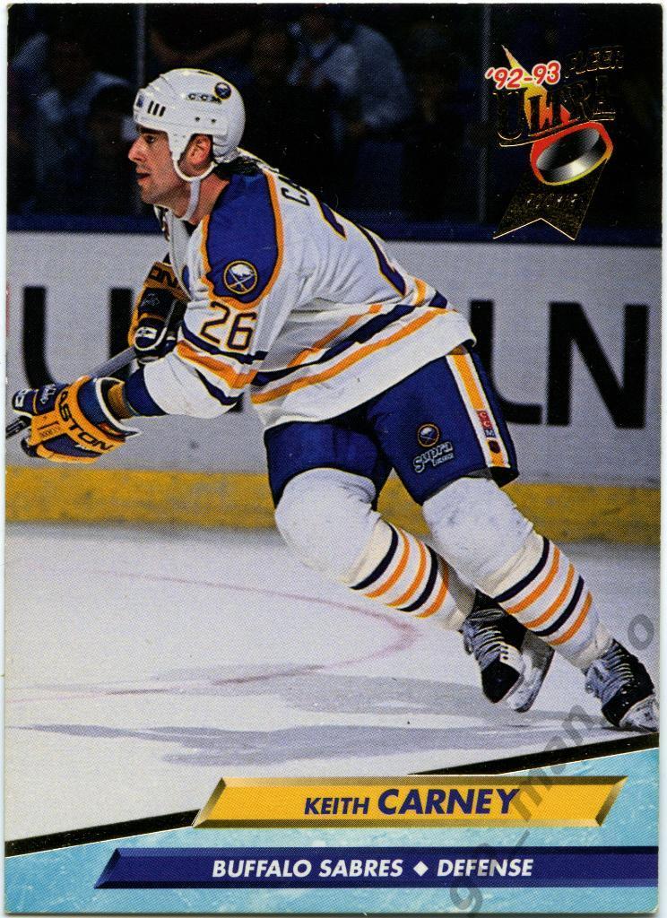 Keith Carney (Buffalo Sabres). Fleer Ultra 1992-1993, Rookie, № 13.