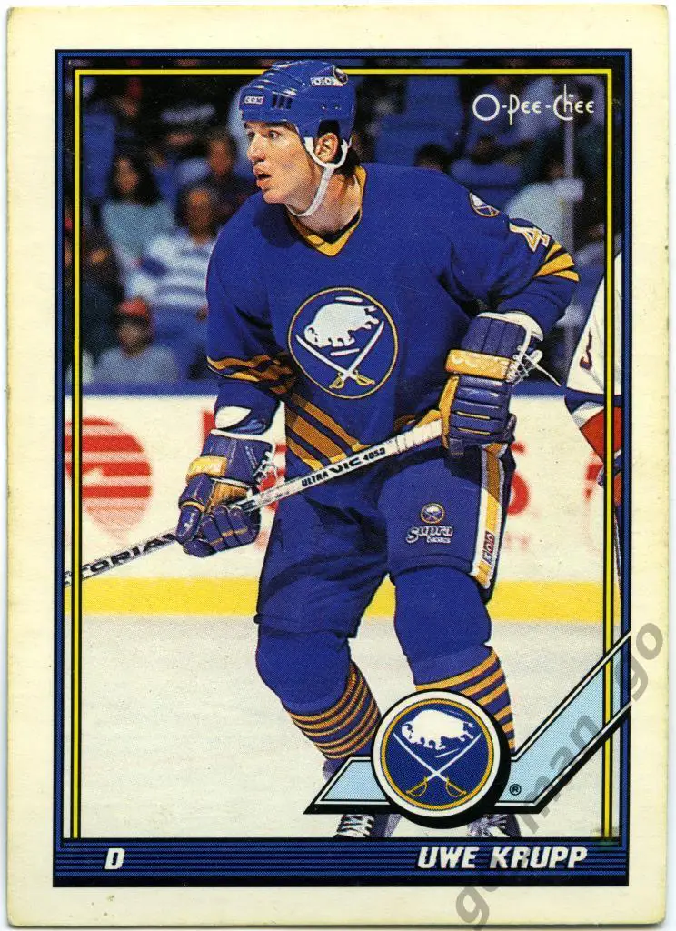 Uwe Krupp (Buffalo Sabres). O-Pee-Chee 1991-1992, № 155.