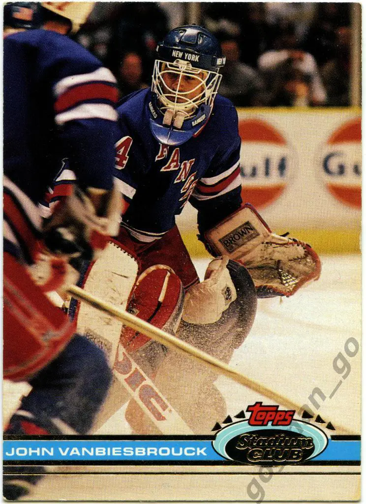 John Vanbiesbrouck New York Rangers. Topps Stadium Club Hockey 1991-1992, № 323.