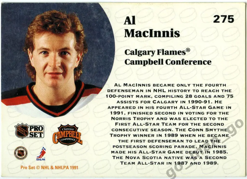 Al MacInnis (Calgary Flames). Pro Set 1991-1992, № 275. 1