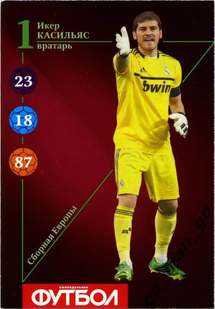 Икер Касильяс (сборная Европы). Еженедельник «Футбол», 2013. № 1.