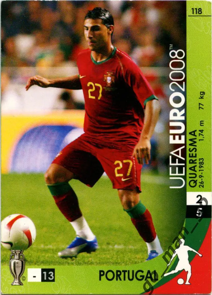Quaresma (Portugal). Panini, Euro-2008, Card game, № 118.