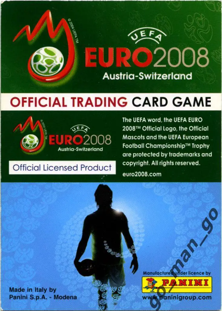 Quaresma (Portugal). Panini, Euro-2008, Card game, № 118. 1
