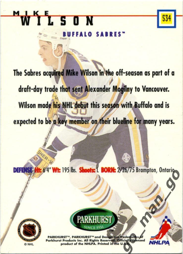 Mike Wilson (Buffalo Sabres). Parkhurst International 1995-1996, Rookie, № 534. 1