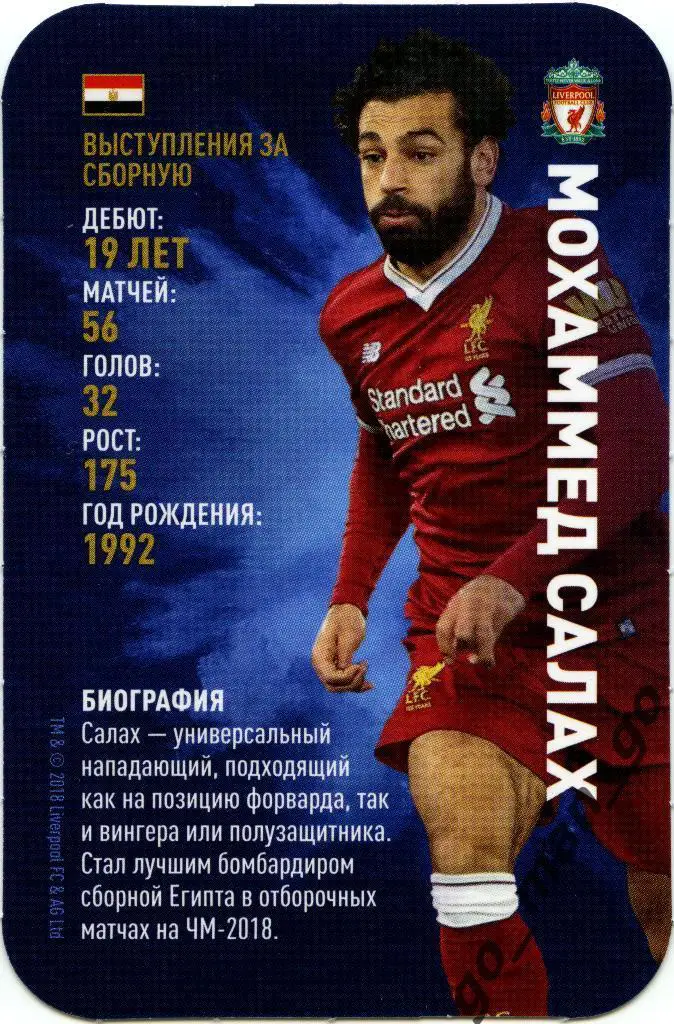 Мохаммед Салах (Ливерпуль). Top Trumps. Звёзды мирового футбола 2018.