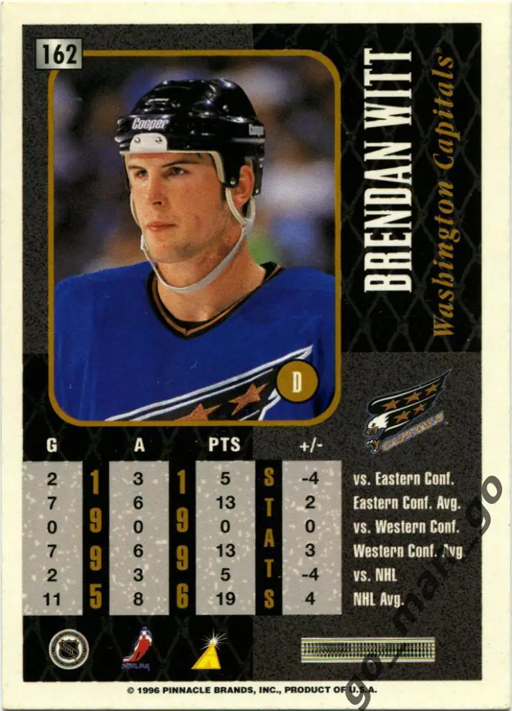 Brendan Witt (Washington Capitals). Pinnacle NHL 1996-1997, № 162. 1