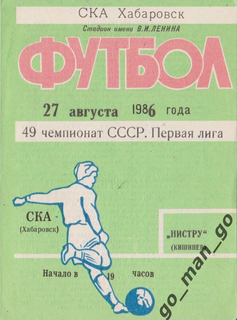 СКА Хабаровск – НИСТРУ Кишинев 27.08.1986.