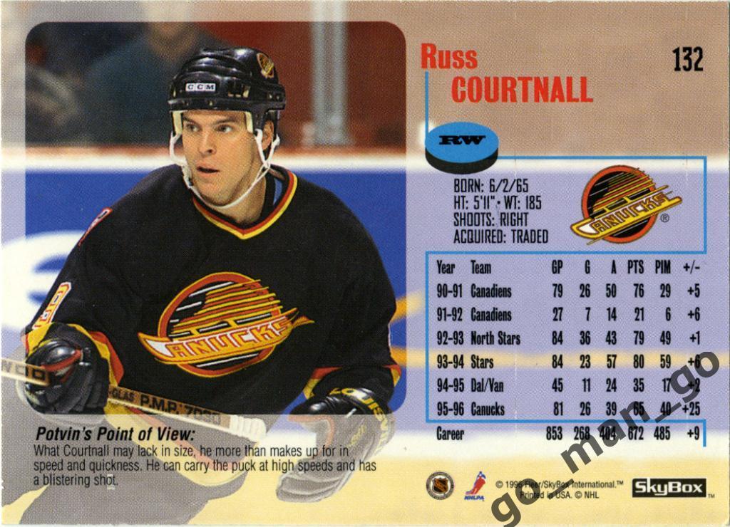 Russ Courtnall (Vancouver Canucks). SkyBox Impact 1996-1997, № 132. 1