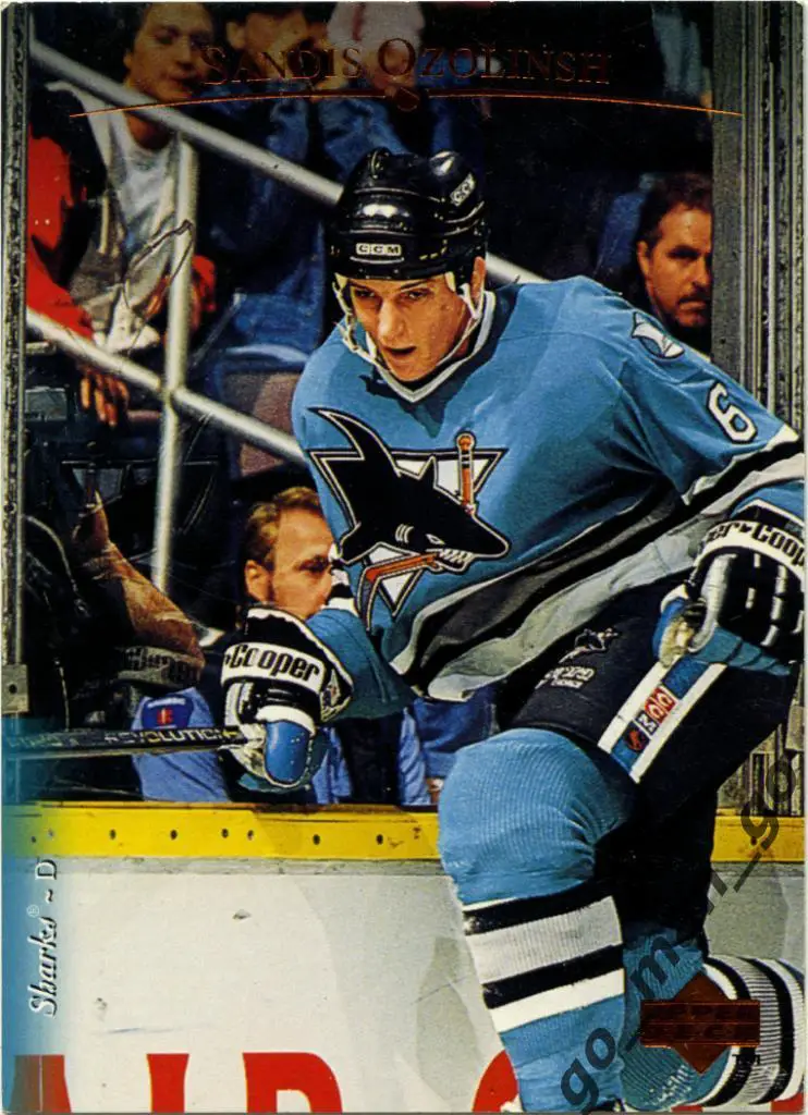 Sandis Ozolinsh Сандис Озолиньш San Jose Sharks. Upper Deck NHL 1995-1996 № 168.
