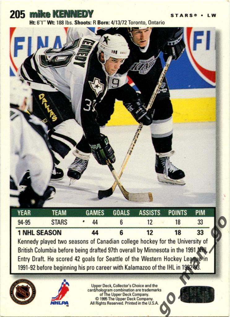 Mike Kennedy (Dallas Stars). Upper Deck Collector's Choice 1995-1996, № 205. 1