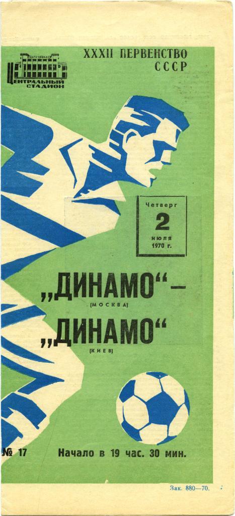 ДИНАМО Москва – ДИНАМО Киев 02.07.1970, футболист.