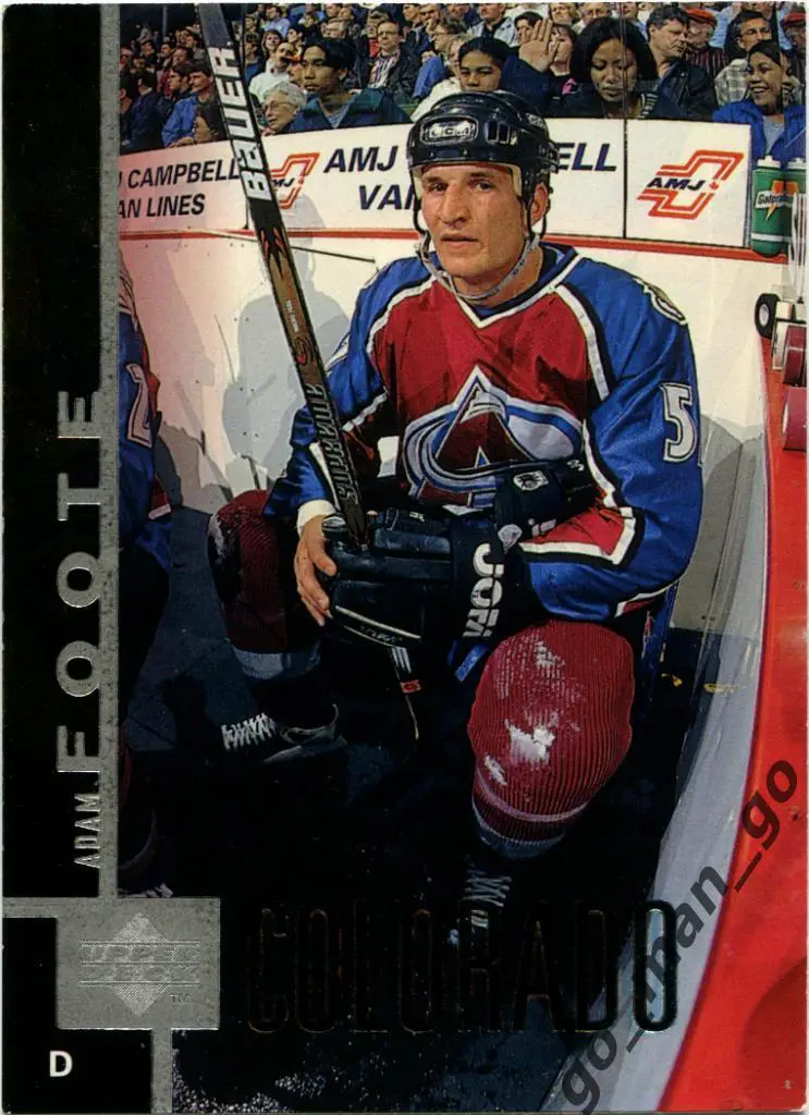 Adam Foote (Colorado Avalanche). Upper Deck NHL 1997-1998, № 255.