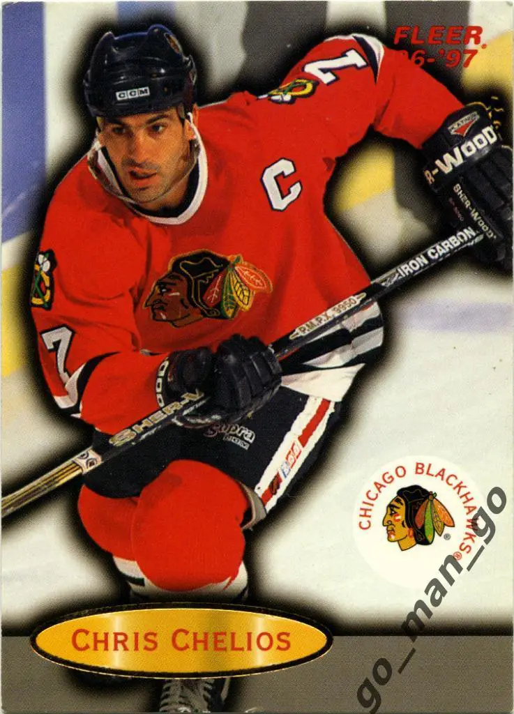 Chris Chelios (Chicago Blackhawks). Fleer 1996-1997, № 16.