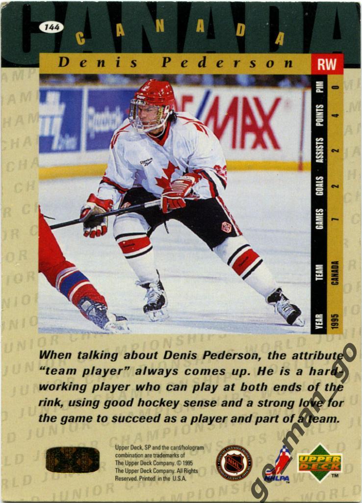 Denis Pederson (Canada). Upper Deck SP World Junior Championship 1994-1995 № 144 1