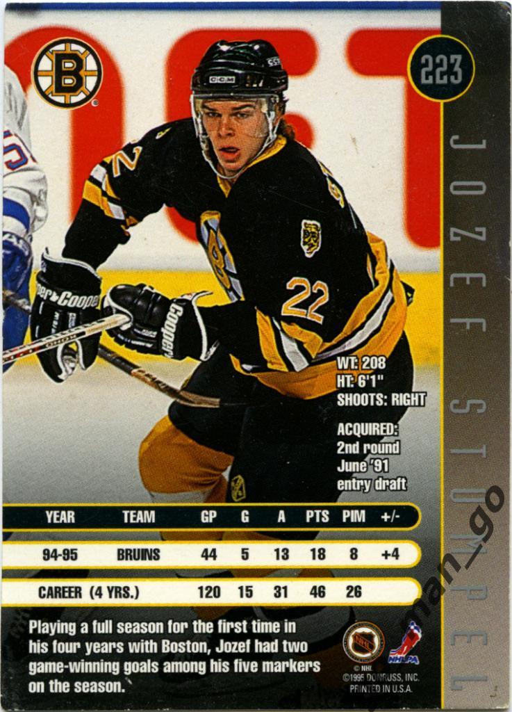 Jozef Stumpel (Boston Bruins). Leaf NHL 1995-1996, № 223. 1