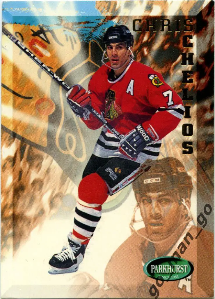 Chris Chelios (Chicago Blackhawks). Parkhurst International 1995-1996, № 38.