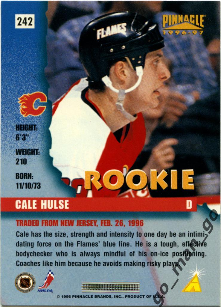 Cale Hulse (Calgary Flames). Pinnacle NHL 1996-1997, Rookie, № 242. 1