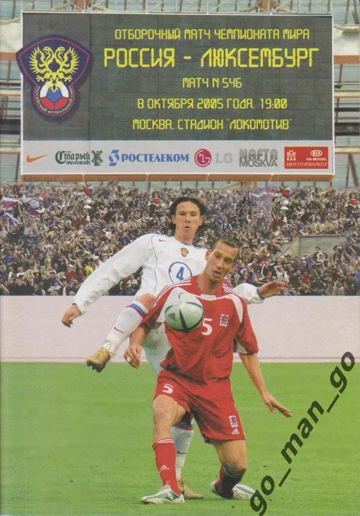 РОССИЯ сборная – ЛЮКСЕМБУРГ сборная 08.10.2005, Чемпионат мира, квалификация.