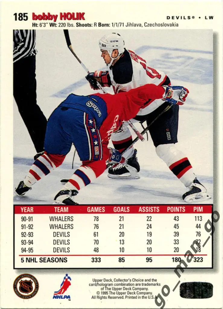 Bobby Holik (New Jersey Devils). Upper Deck Collector's Choice 1995-1996 № 185. 1